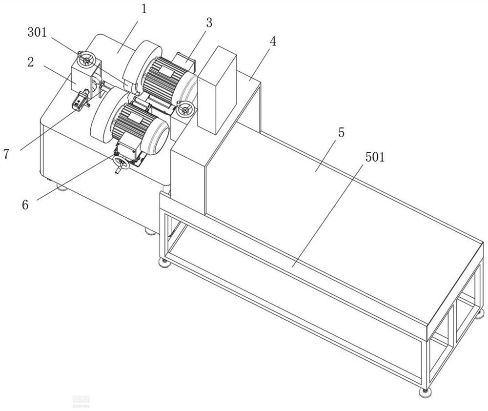 Iron rod surface rust removal and paint spraying integrated device for hardware machining