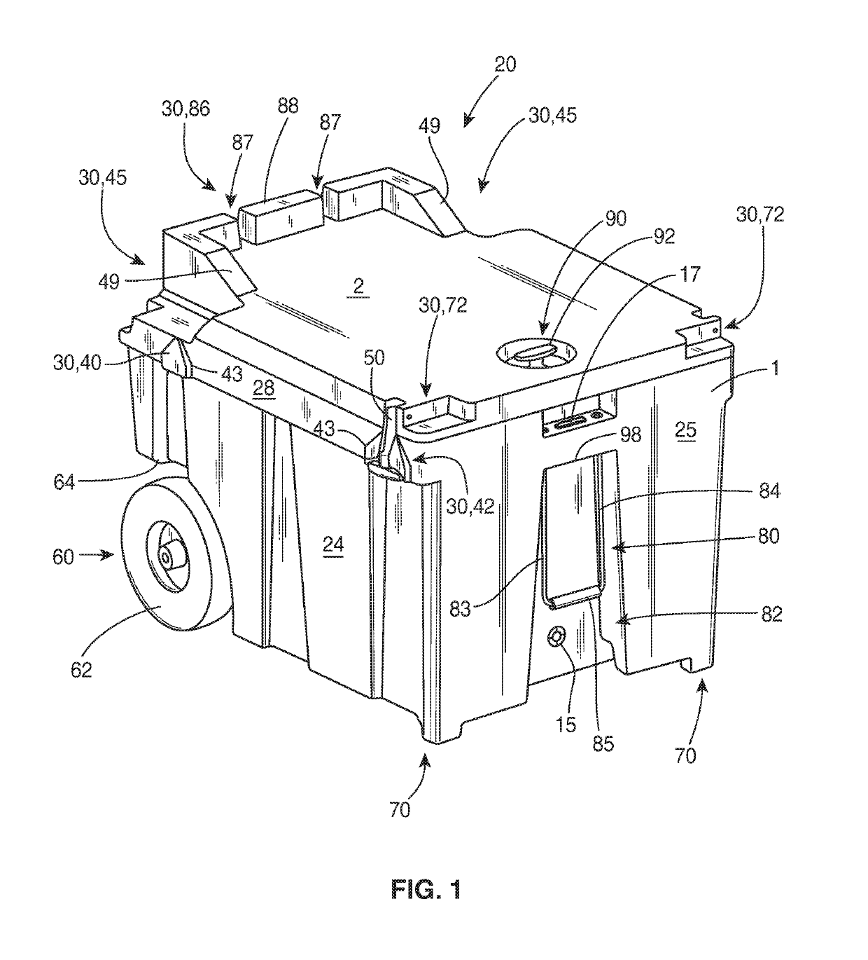 Nesting container and nesting container assembly