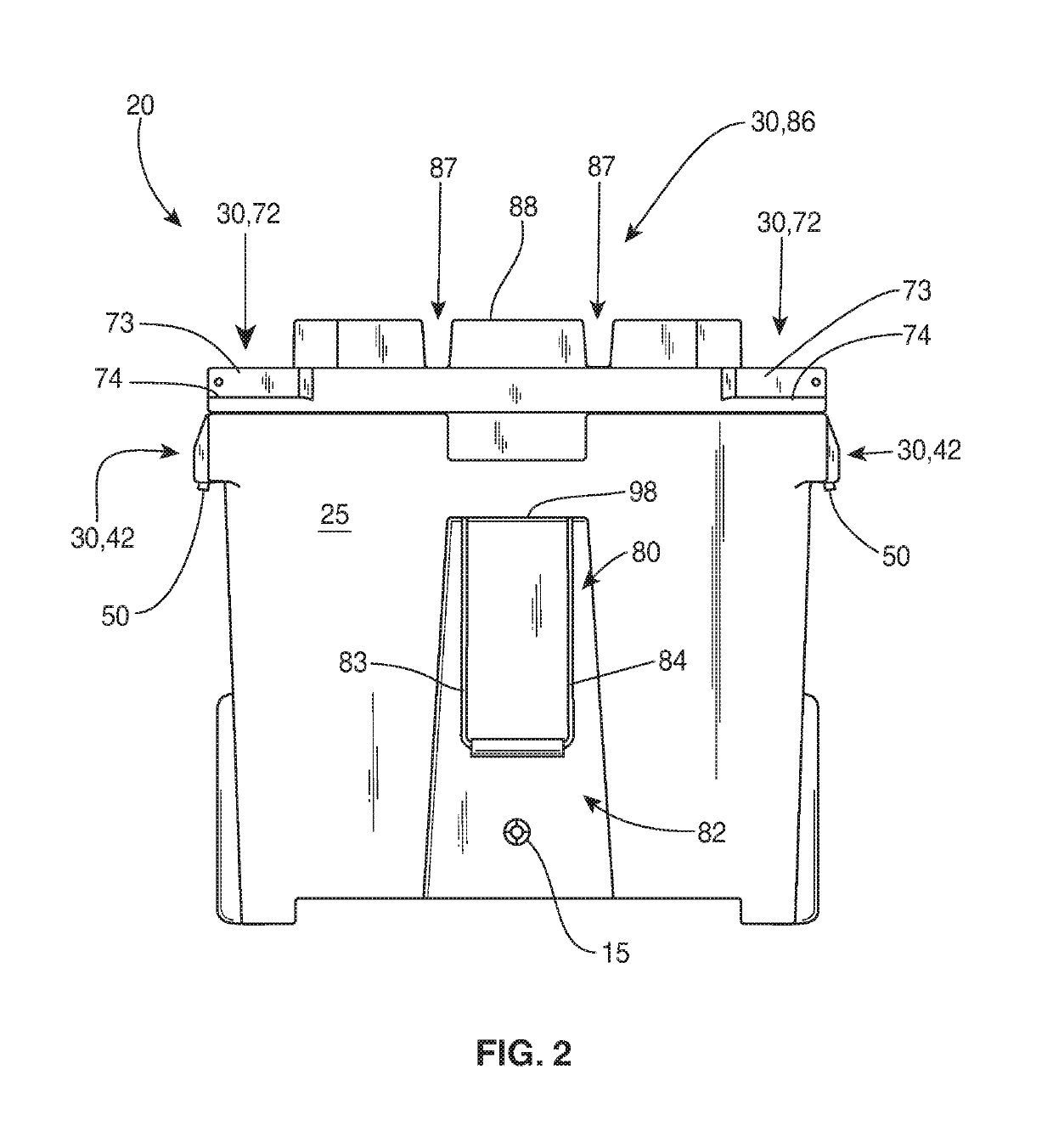 Nesting container and nesting container assembly