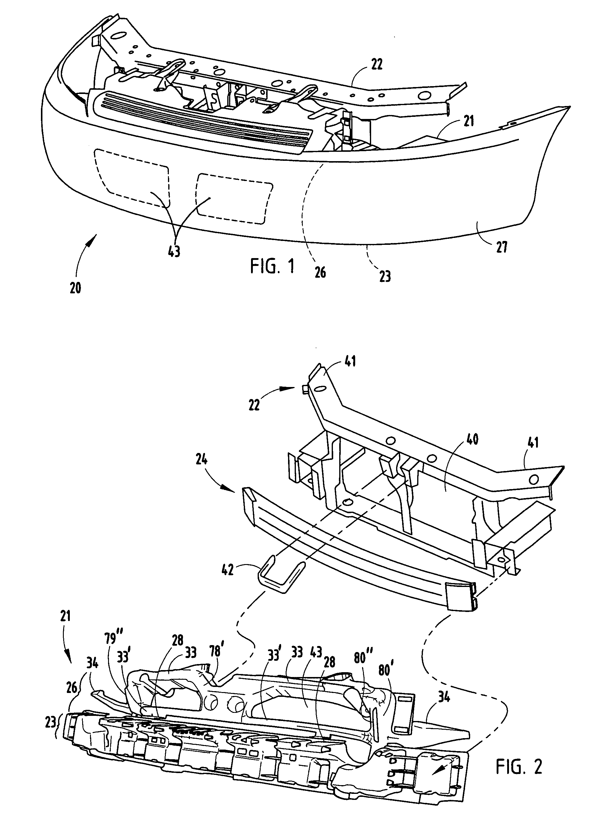 Integrated bumper energy absorber and fascia support component