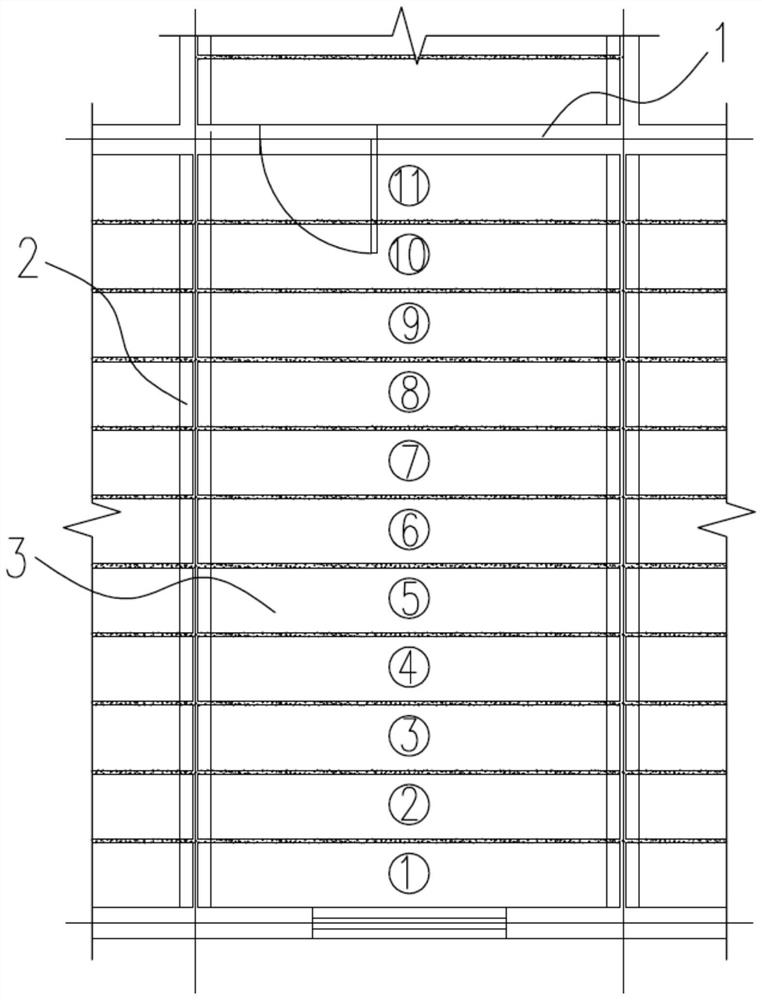 A construction method for underpinning a hollow floor slab to a cast-in-place floor slab