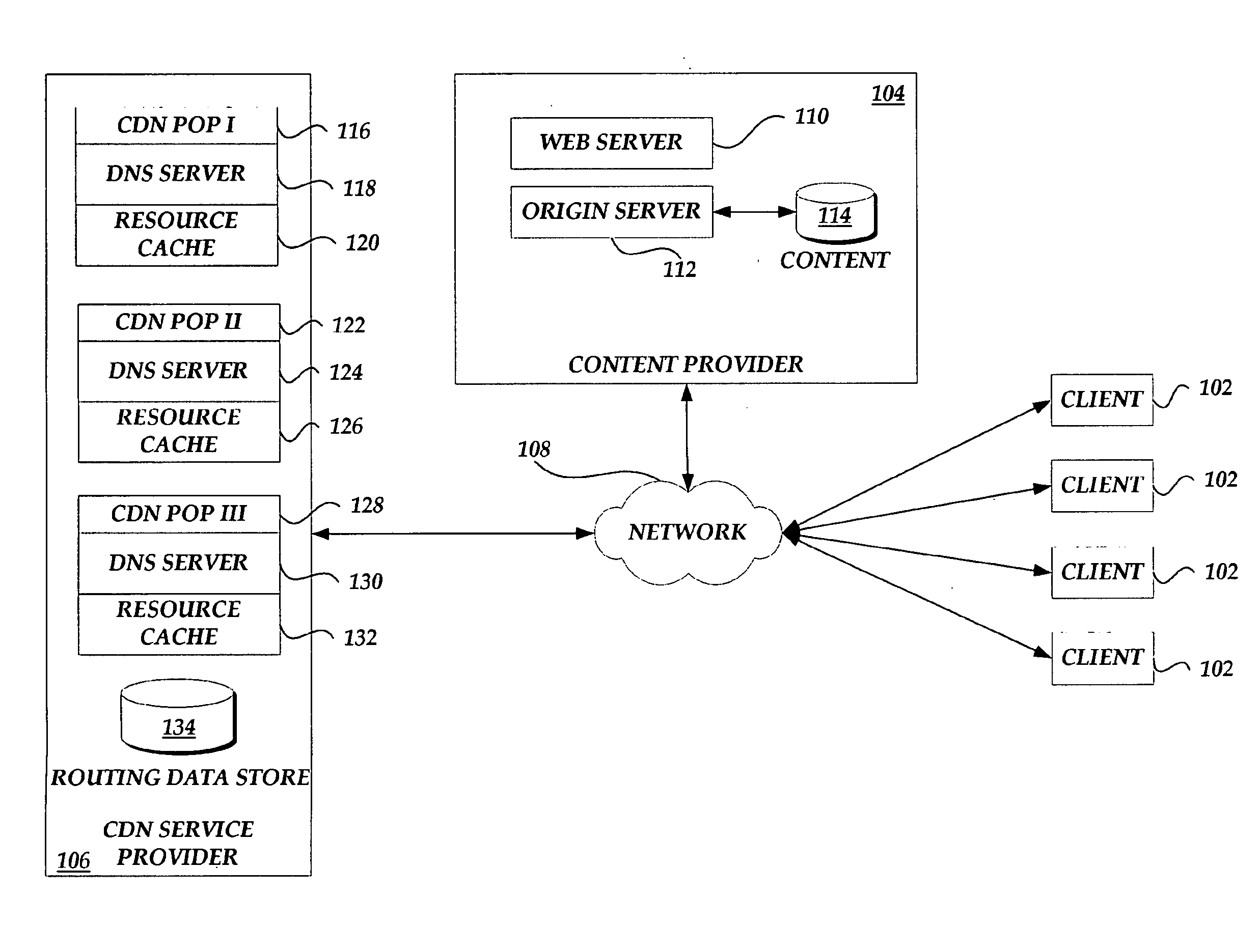 Updating routing information based on client location