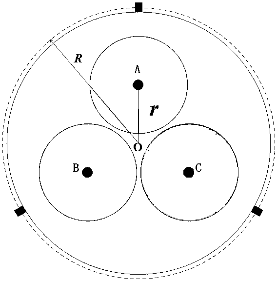 Induction type power taking method used for three-core cable