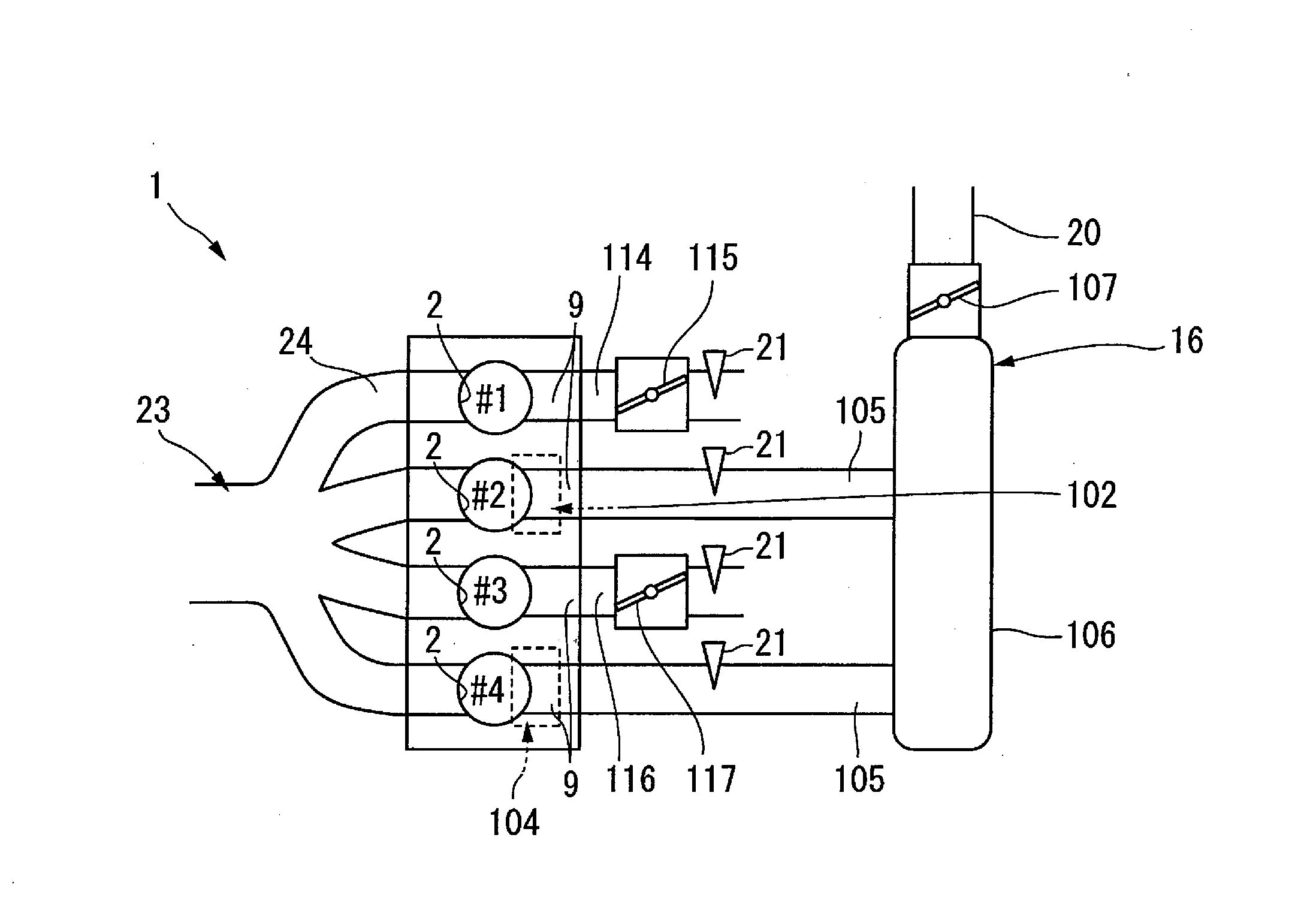 Four-cylinder engine and method of operating four-cylinder engine