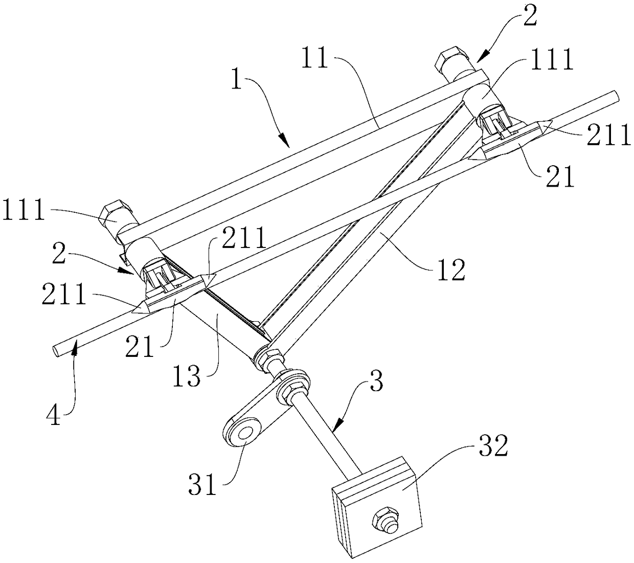 Suspension bridge rear cable anchor head traction device