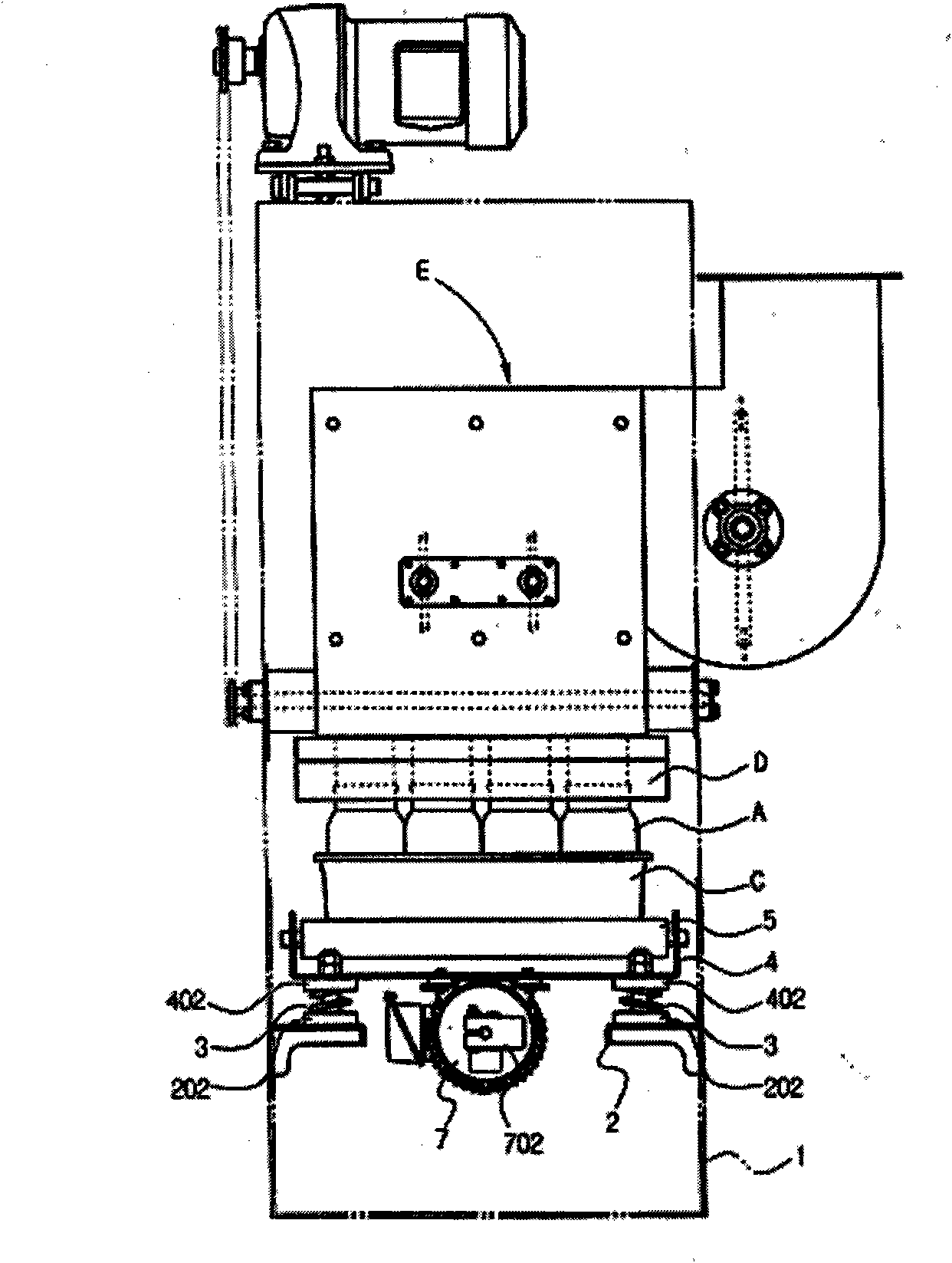 Vibration device of edible fungi cultivation material bottler