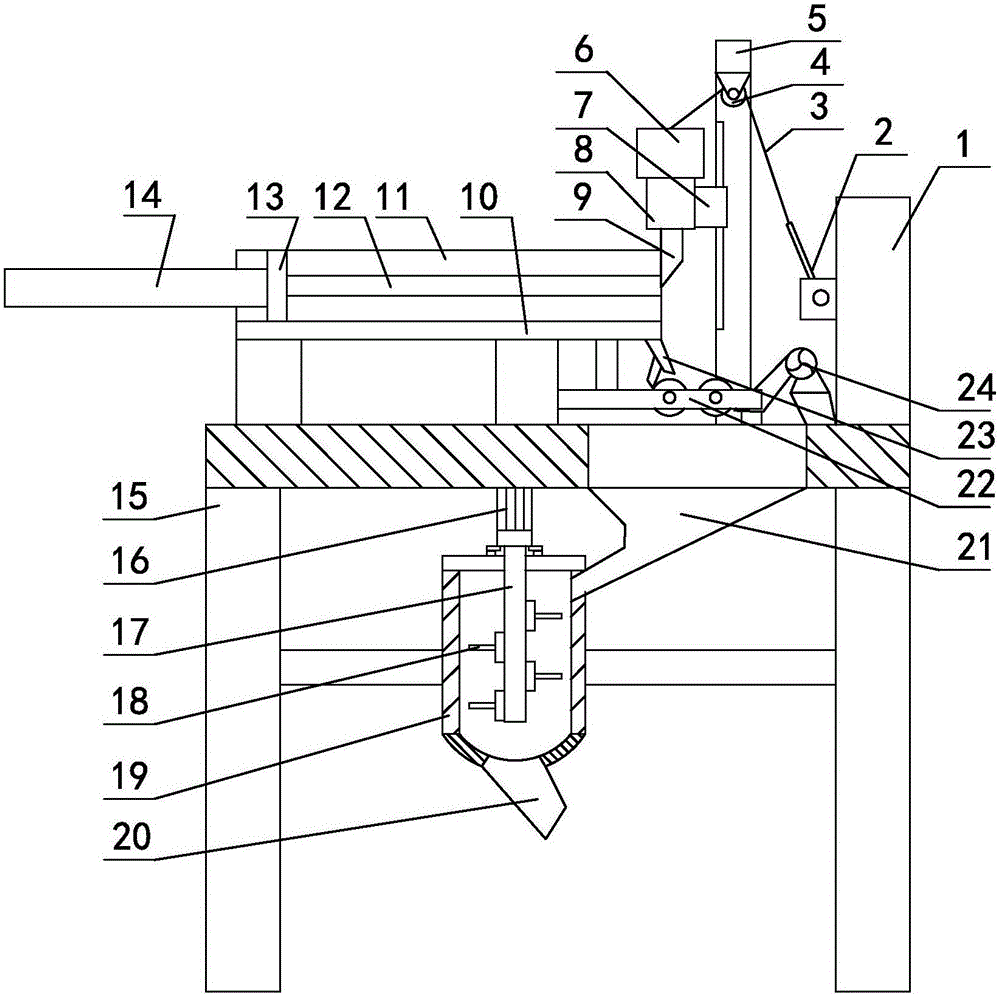 Sweet potato vine chopping and squeezing mixing mechanism with quick feeding assembly