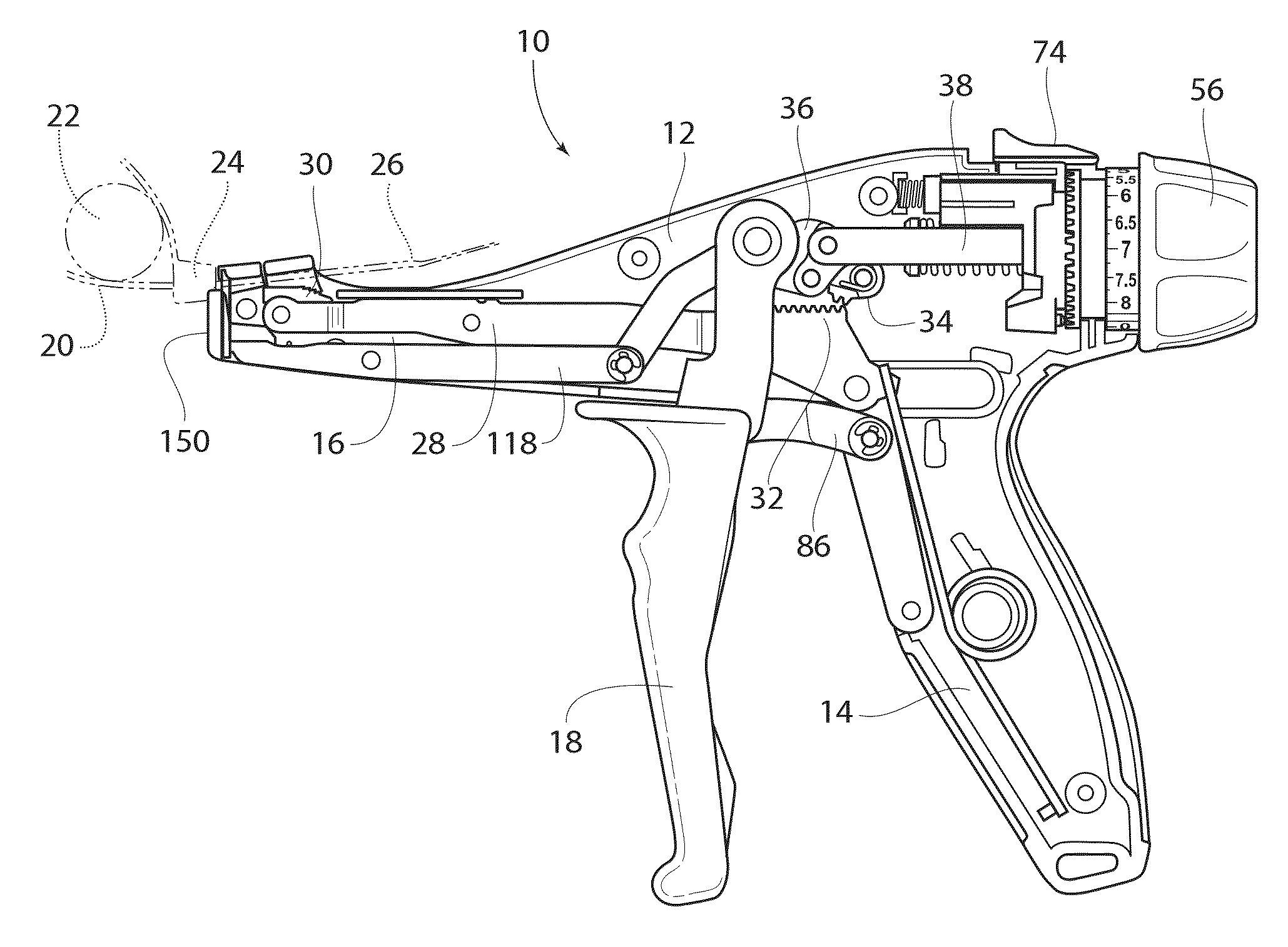 Cable tie tensioning and cut-off tool