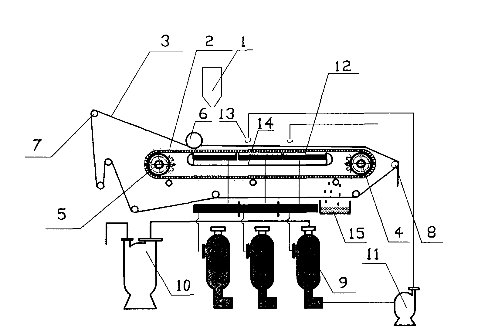 Double-belt non-deflection rubber belt vacuum filter