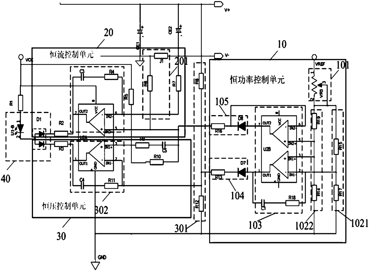 Constant-power control driving circuit and driving power supply