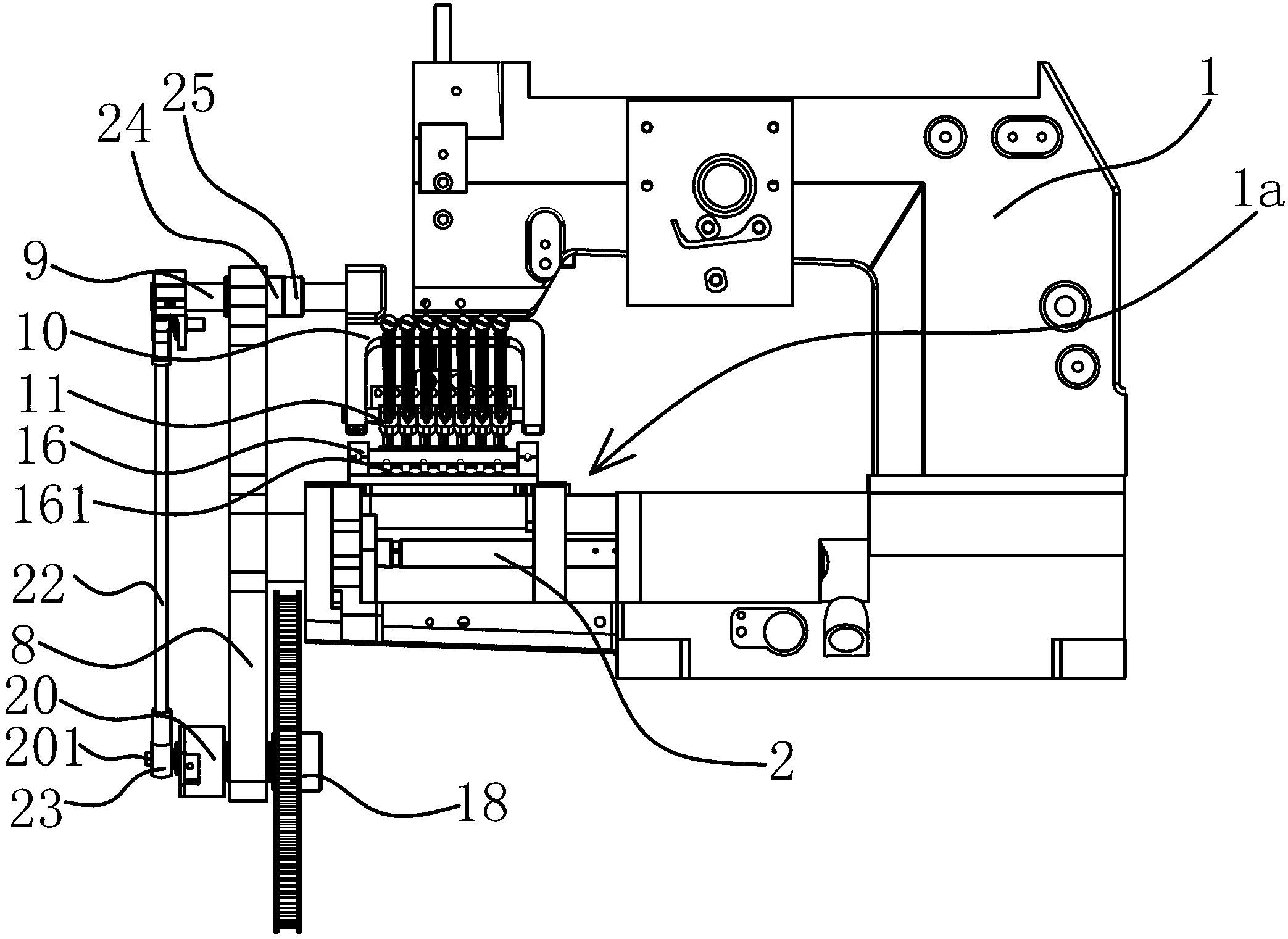 Yarn sequin sewing device of multi-needle sewing machine