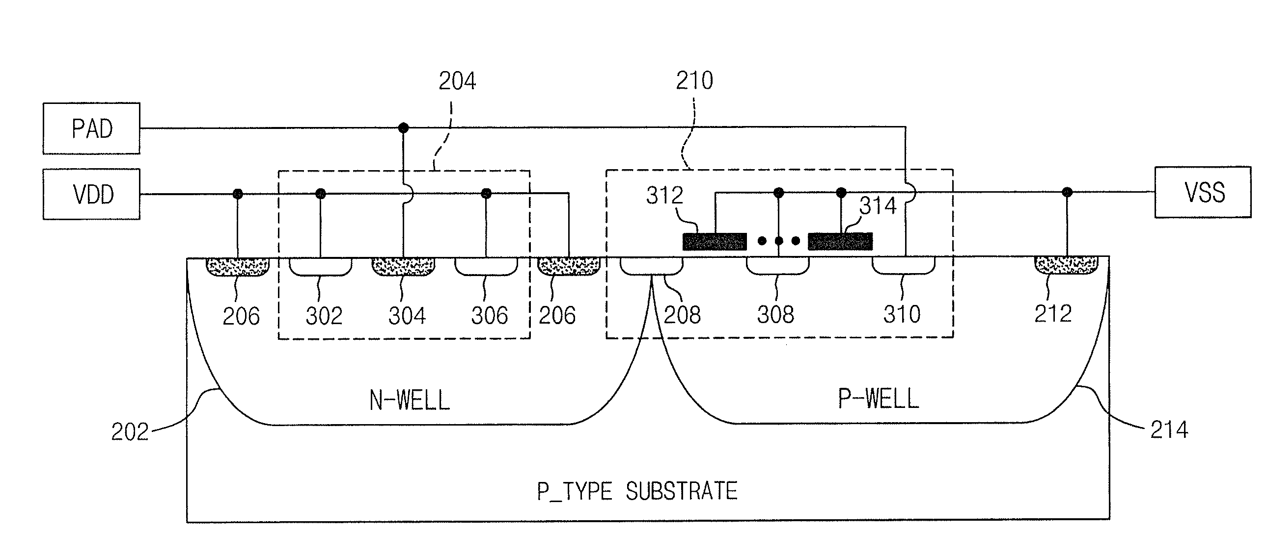 Electrostatic discharge protection element having an improved area efficiency