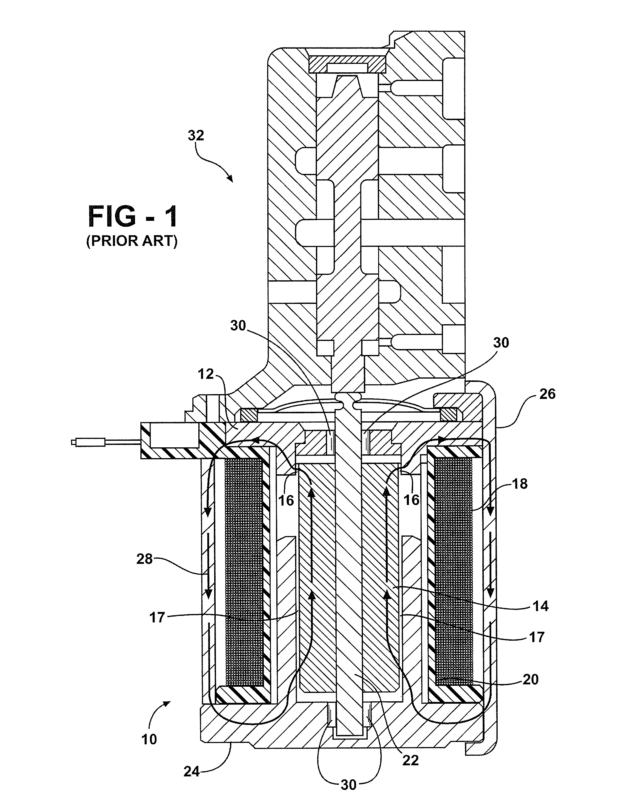 Solenoid arrangement with segmented armature member for reducing radial force