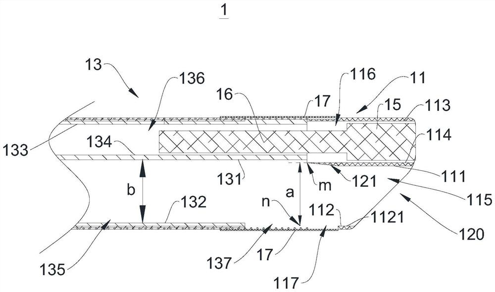 Imaging catheter, tip, catheter body and medical device