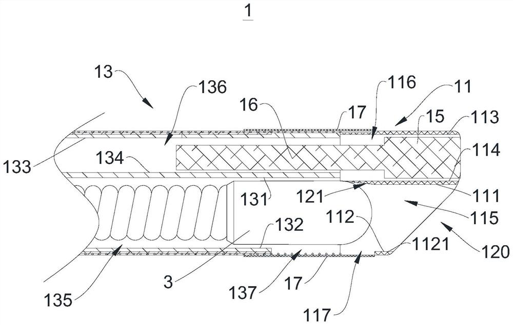 Imaging catheter, tip, catheter body and medical device