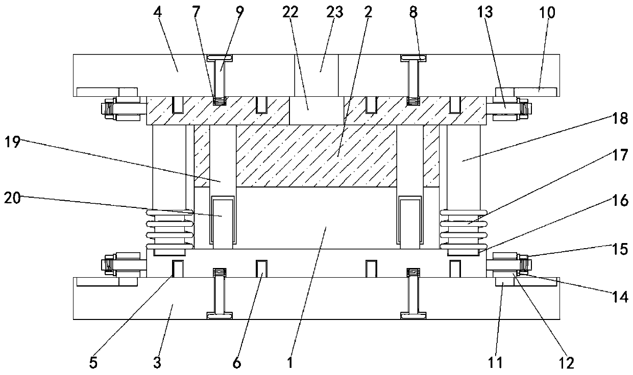 Cross beam blanking die convenient to assemble and disassemble