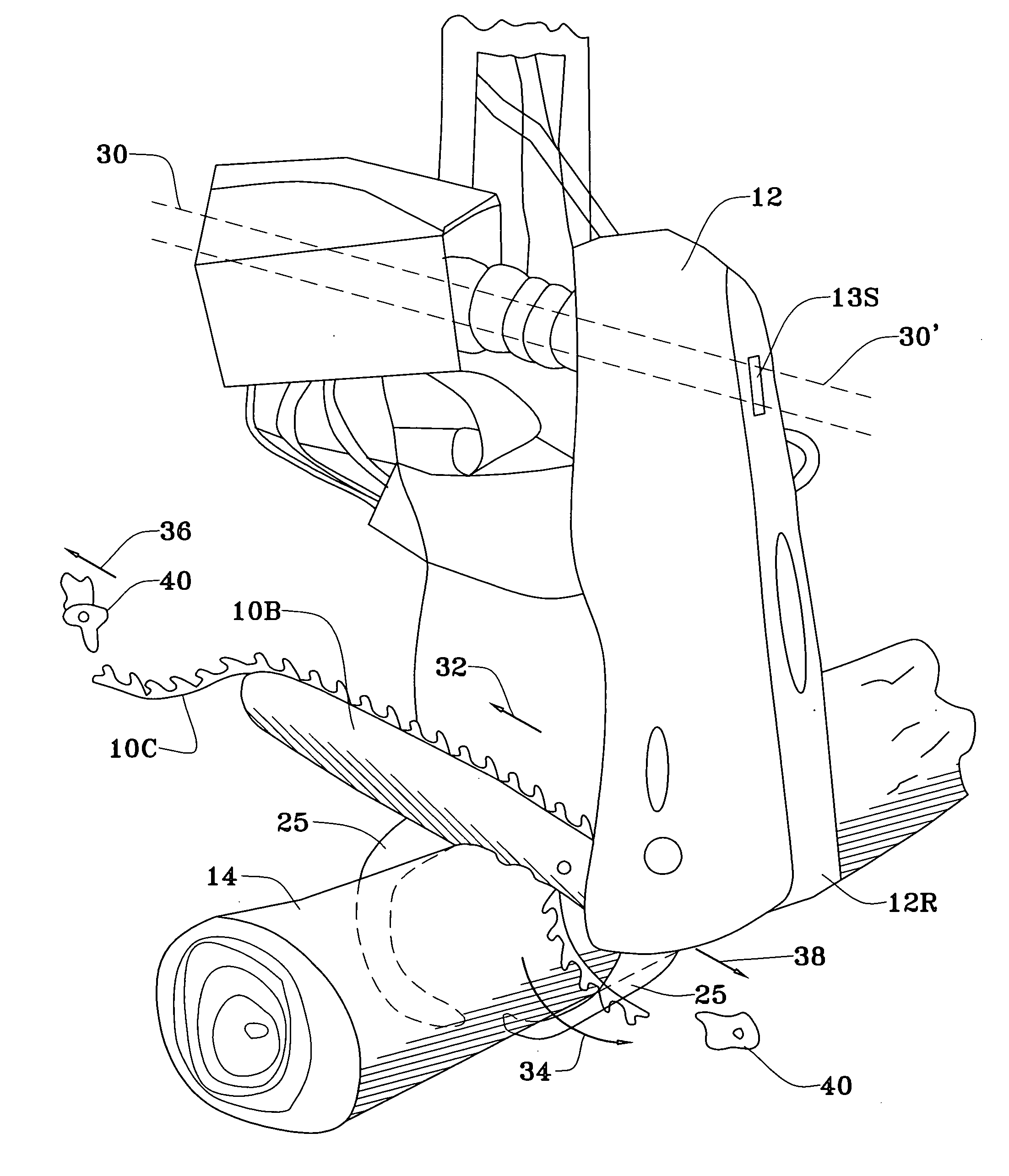 Chain saw hazard warning light