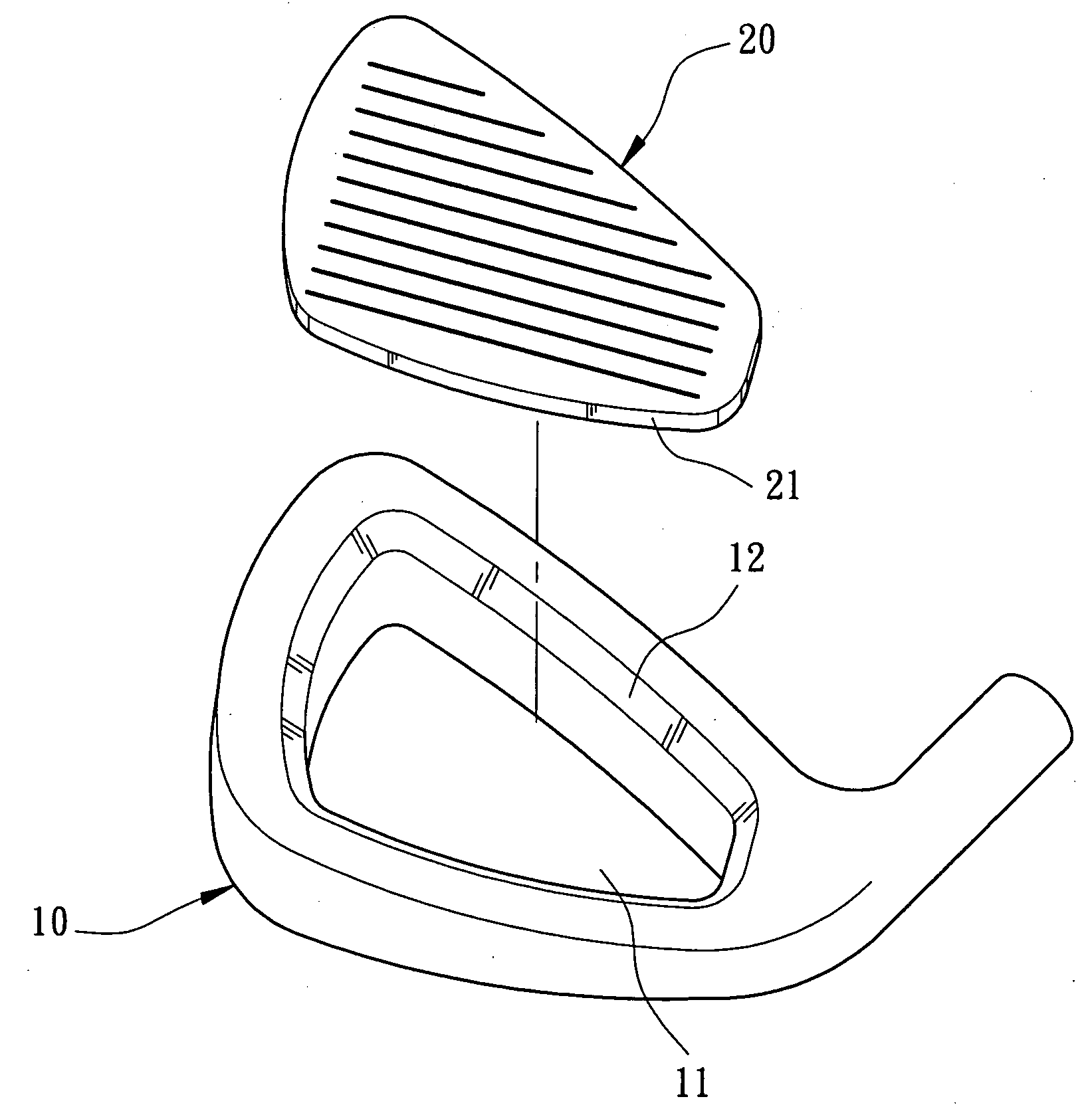 Combination of golf club head body and striking plate