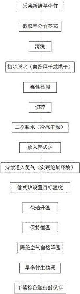 Cyperus alternifolius biological carbon preparation method based on artificial wetland system and application of method