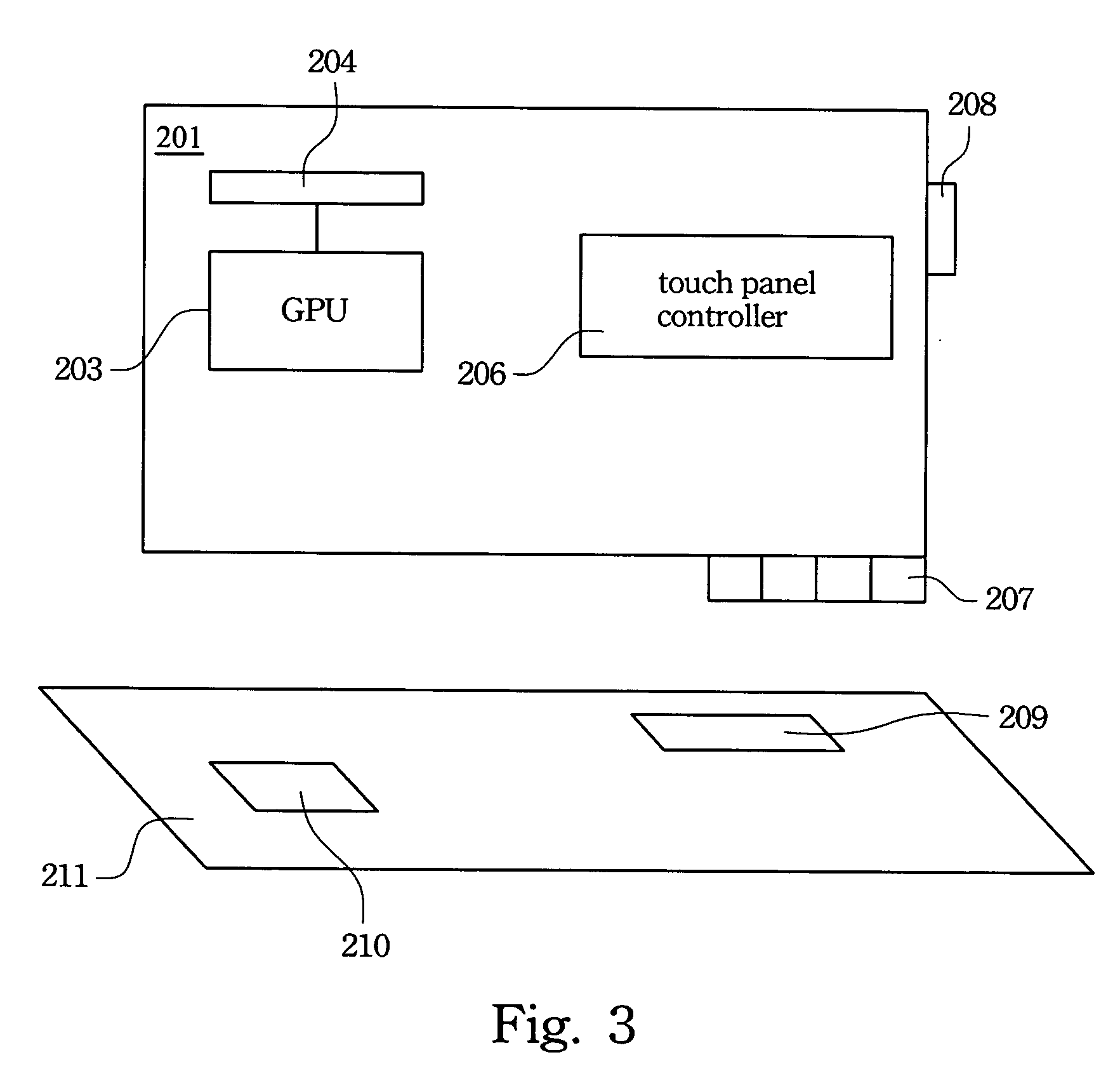 Display card with a touch panel controller