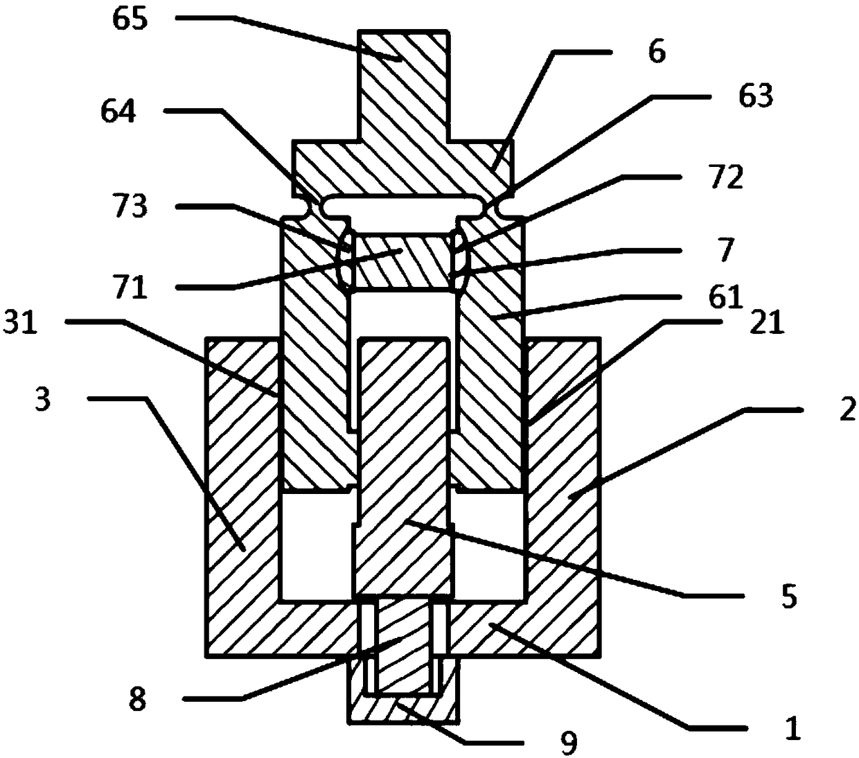 Stepping actuator device driven by two piezoelectric ceramics and comprising E-type rail, and method