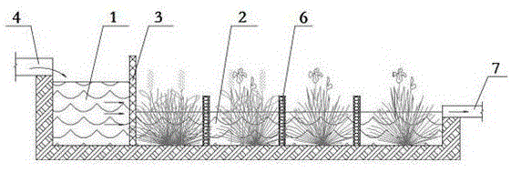 Improved surface flow artificial wetland for treating overland runoff pollutants of farmland