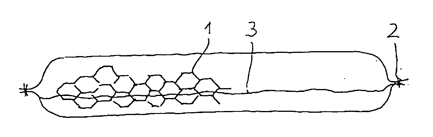 Wrapping net for sausages and method for production thereof