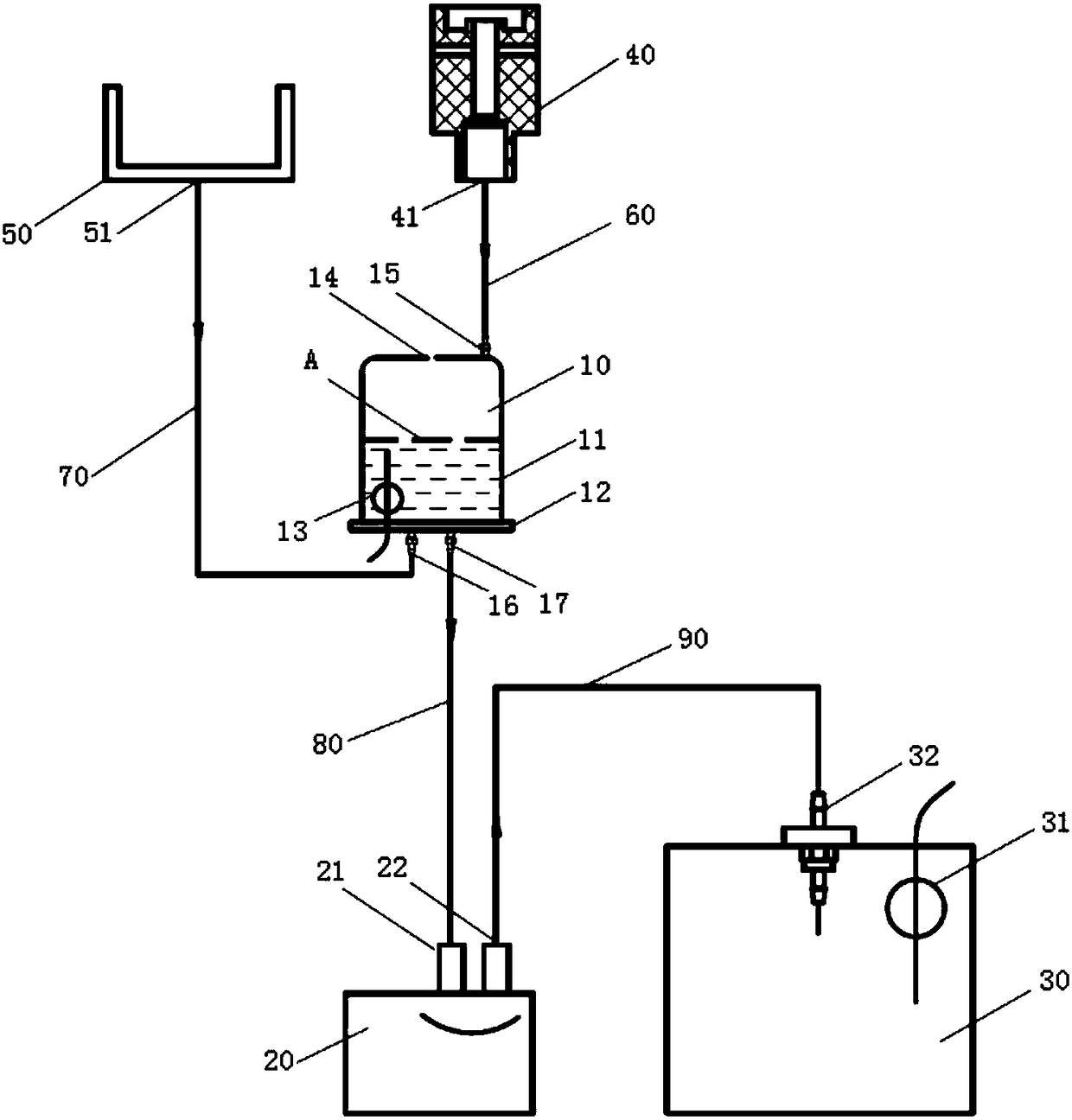 Waste liquid discharging device, blood coagulation analyzer with waste liquid discharging device and discharge method