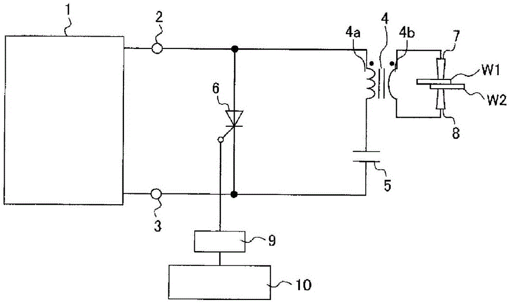 Capacitive welding method and welding device