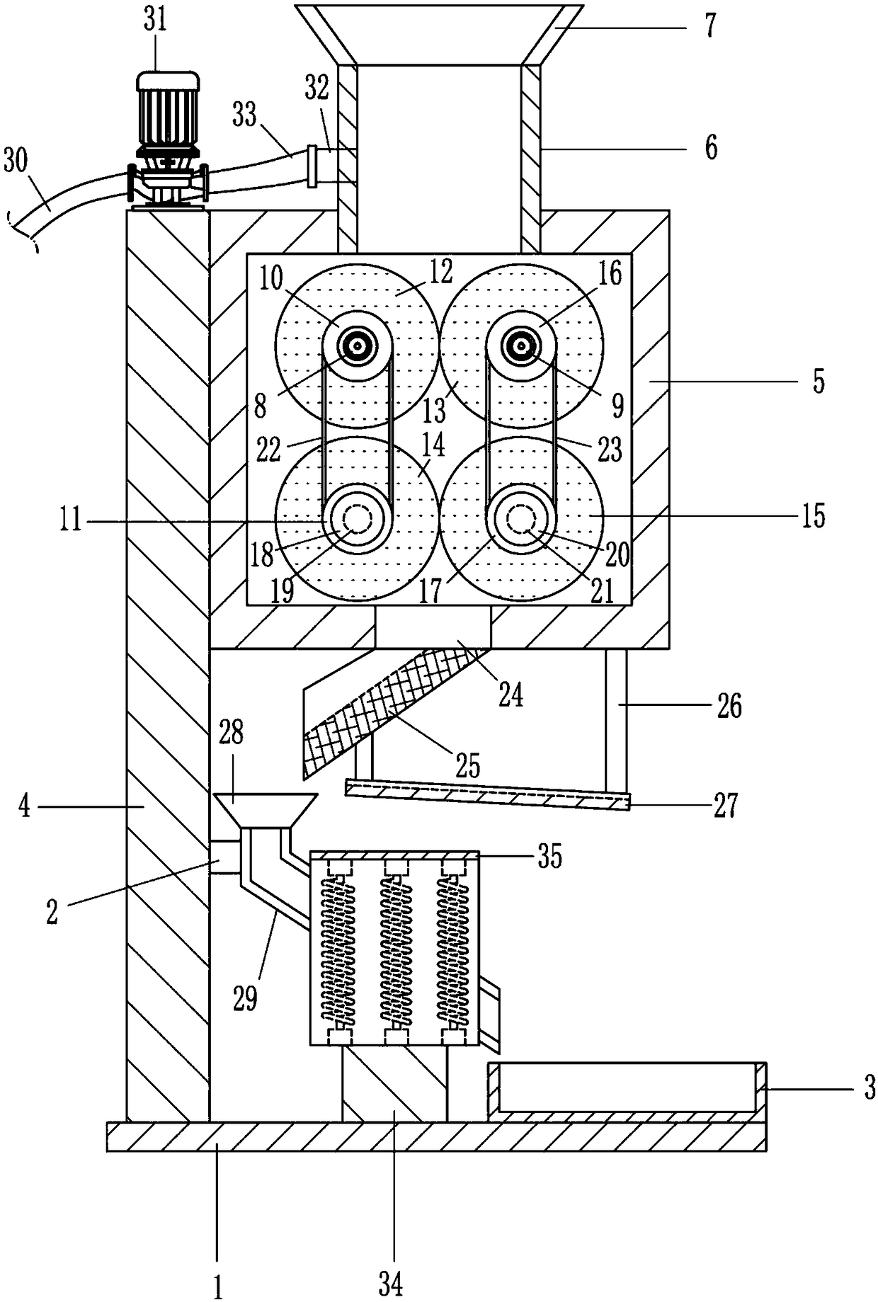 Device for removing mud on surfaces of peanuts in agriculture