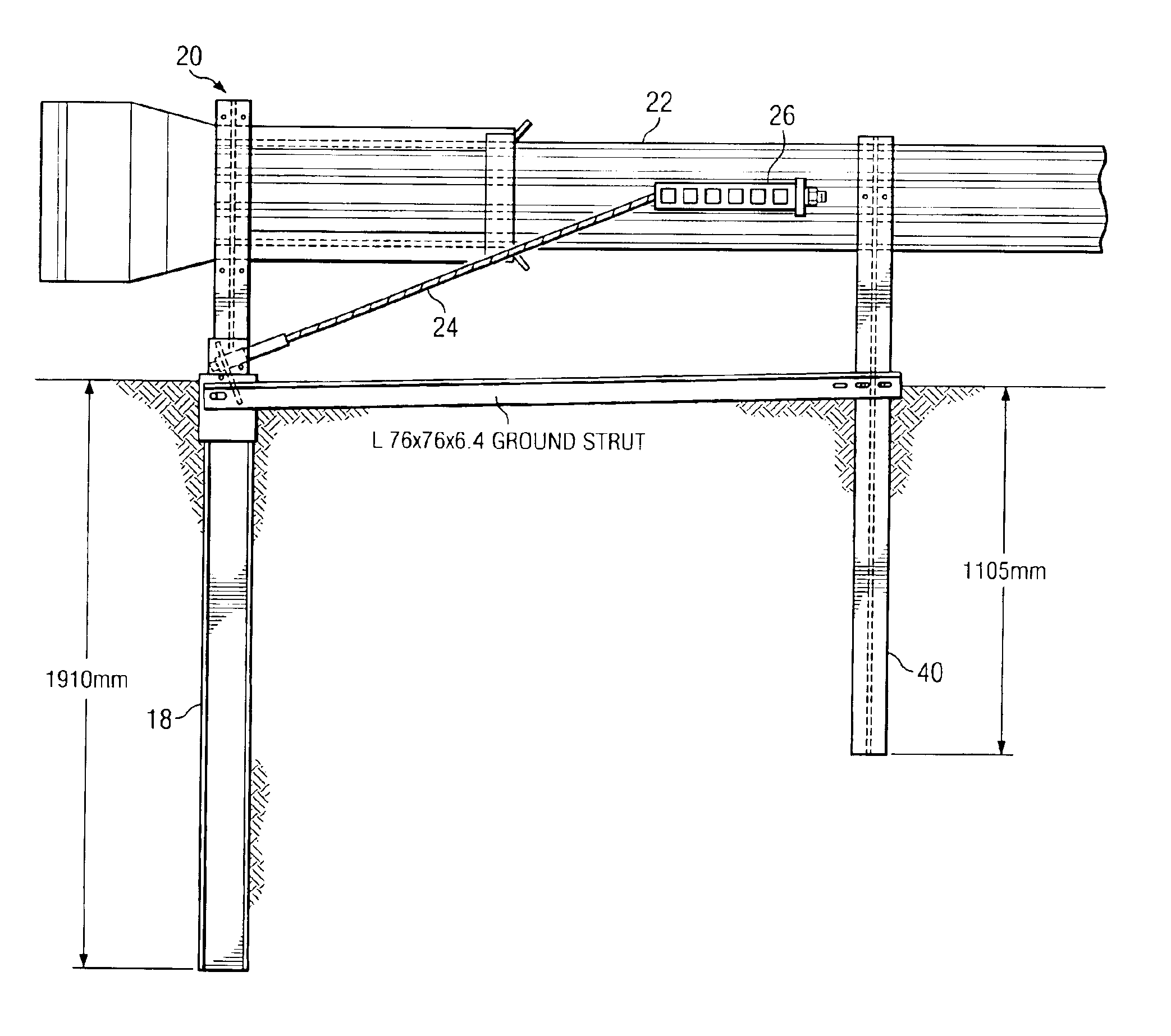 Steel yielding guardrail support post