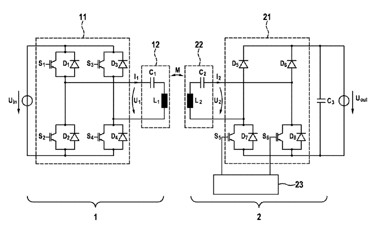 Device for inductively transmitting energy and method for operating a device for inductively transmitting energy