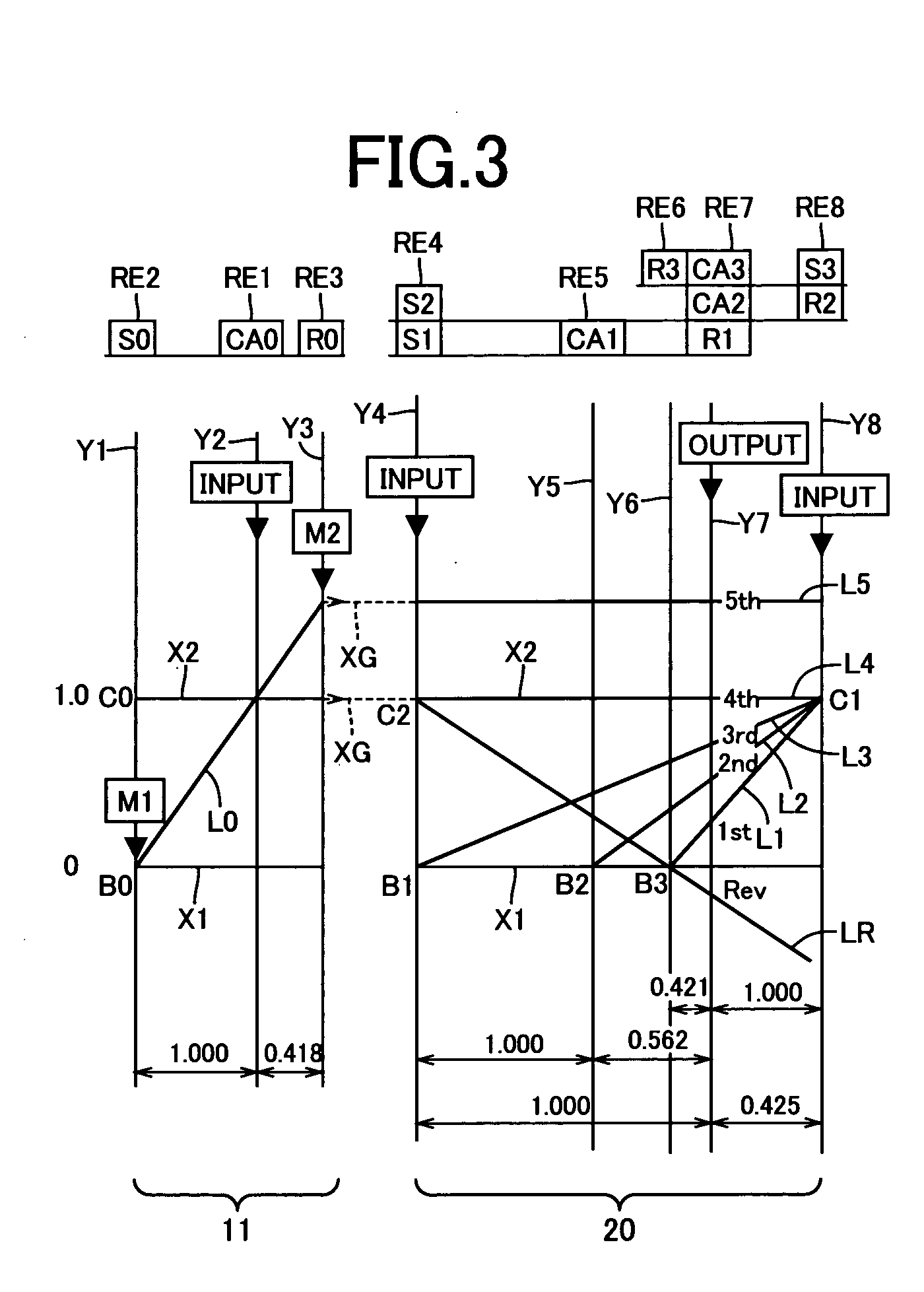 Control device for hybrid vehicle power transmitting apparatus