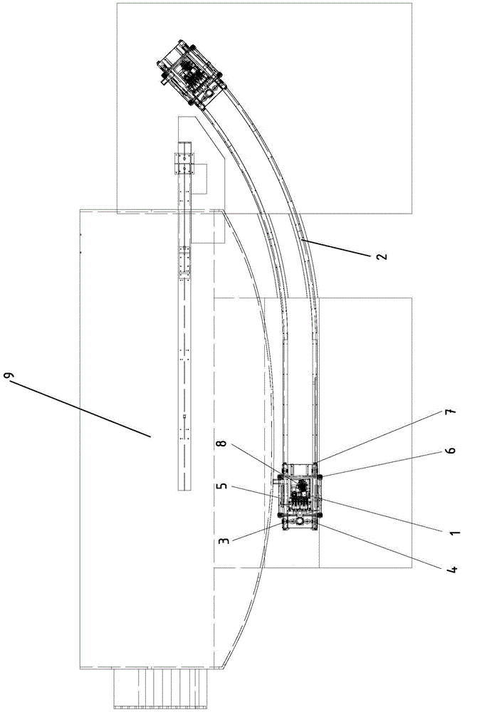 Driving gear with fixed rail for online measurement of heavy forging at thermal state