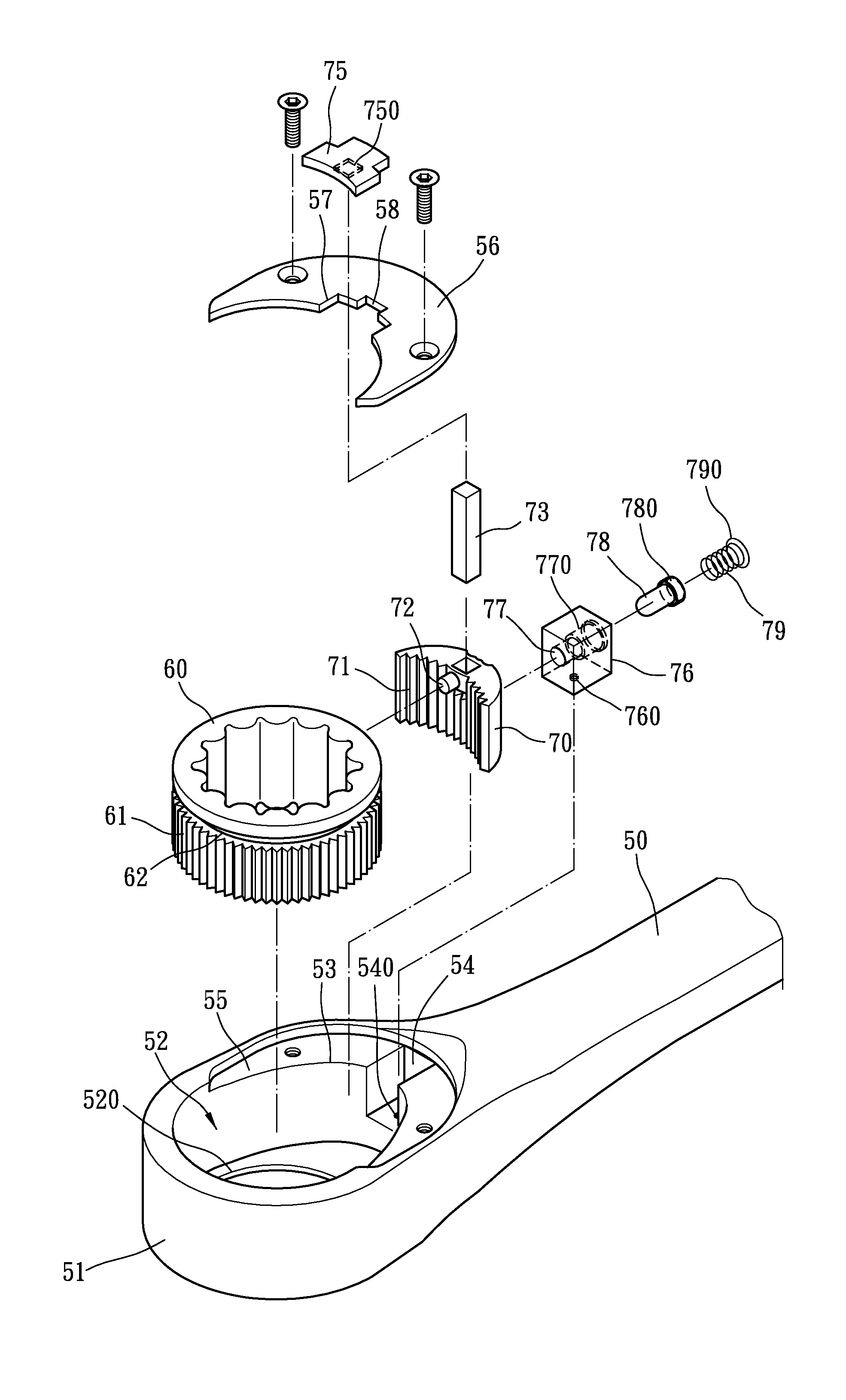 Replacement structure of ratchet wrench