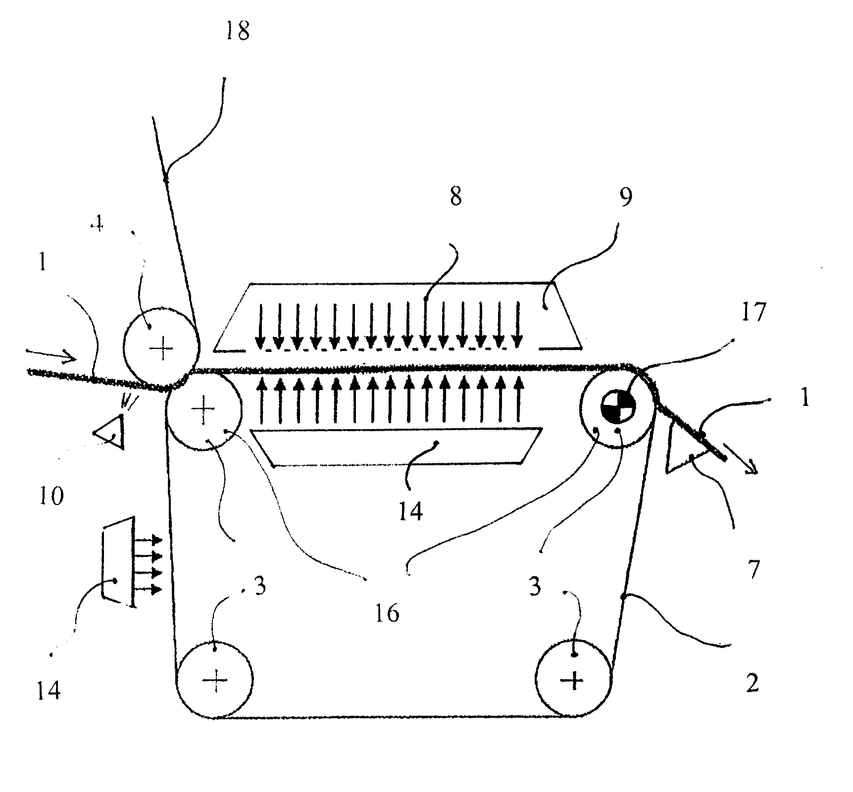 Device for Drying and Treating a Tissue Paper Web