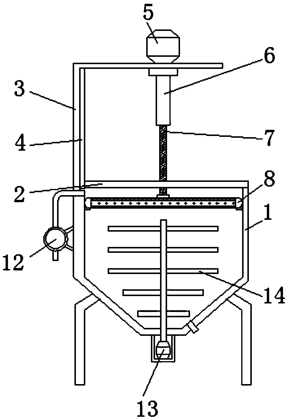 Retaining wall filling slurry stirring device with dust falling function