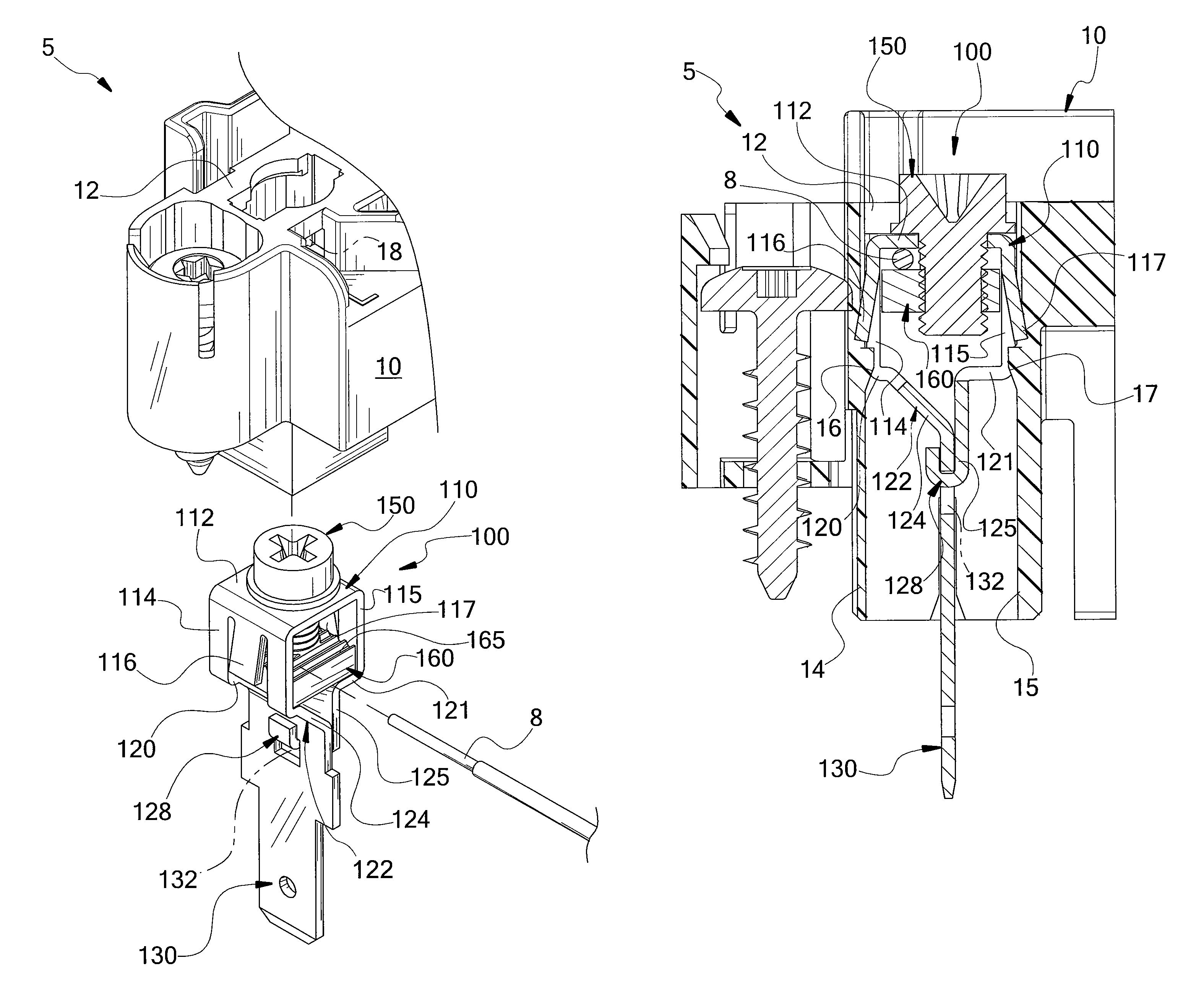 Torque resistant terminal block element