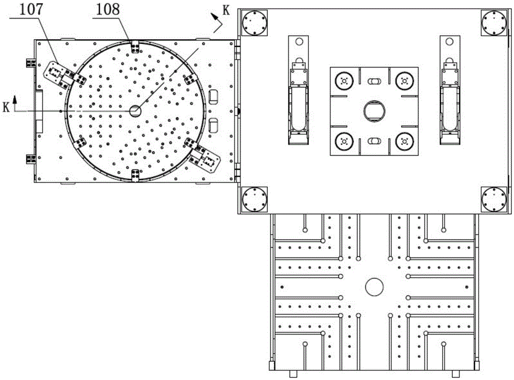 Multi-station angle changeable moving-out template capable of achieving positioning and locking of die spotting machine