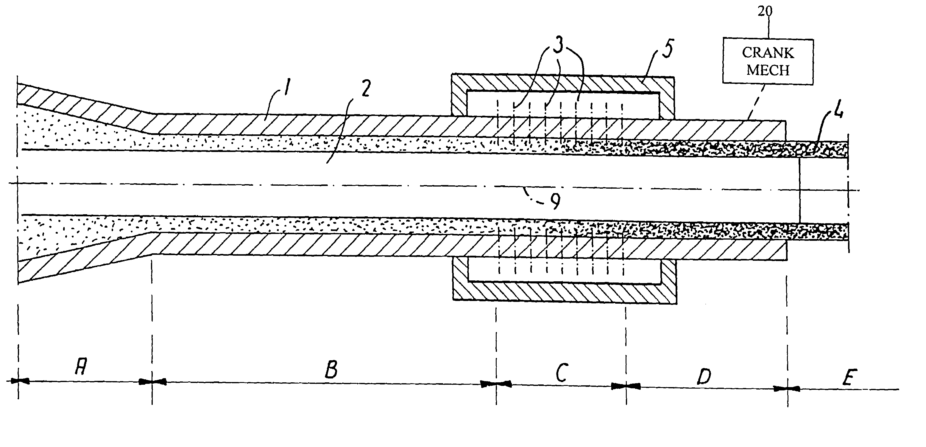 Extruder for producing bodies of consolidated particulate material