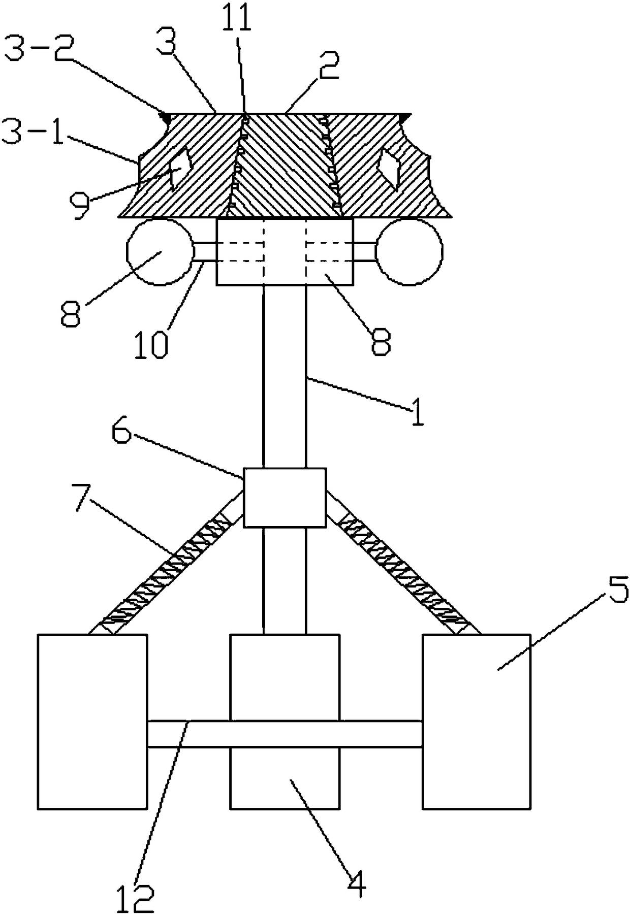 Ice-resistant structure of single column foundation