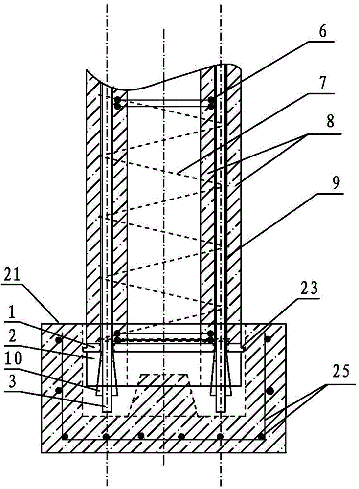 Production technology of large bending moment and high strength post tensioning reinforced concrete electric pole and electric pole