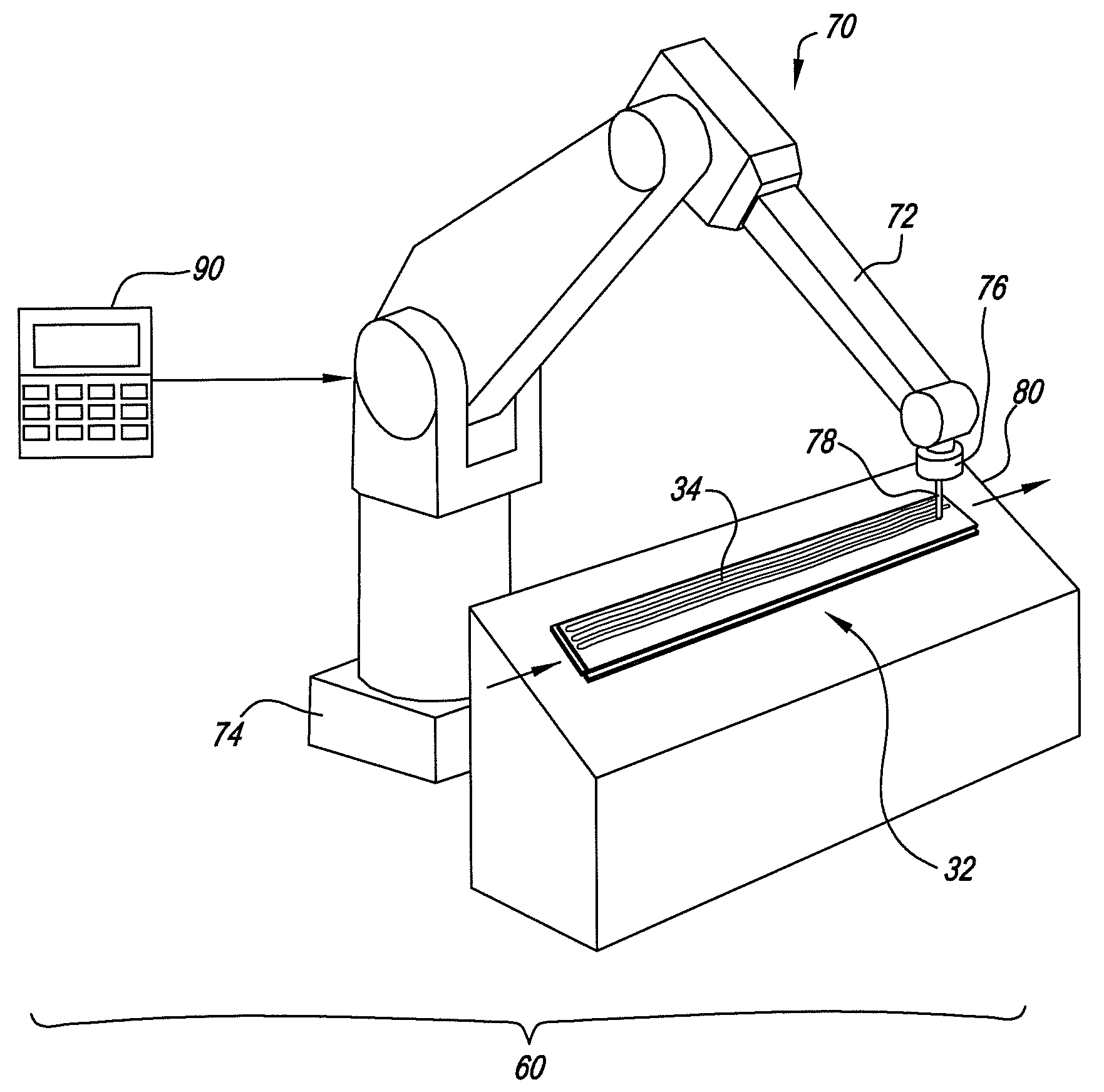 Automated floor board texturing cell and method