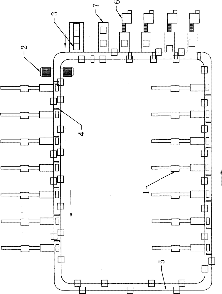 Quantitative turnover box loop conveying process for cigarette packaging production line