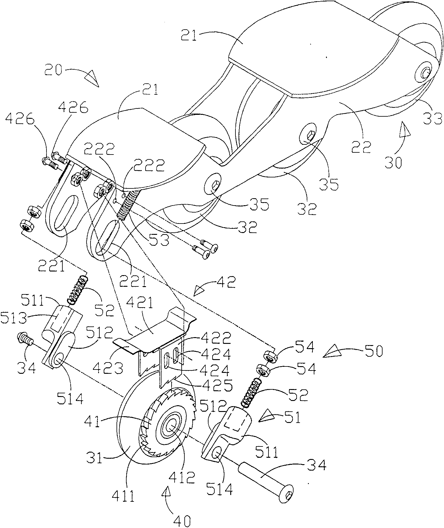 Improved structure of straight roller skate