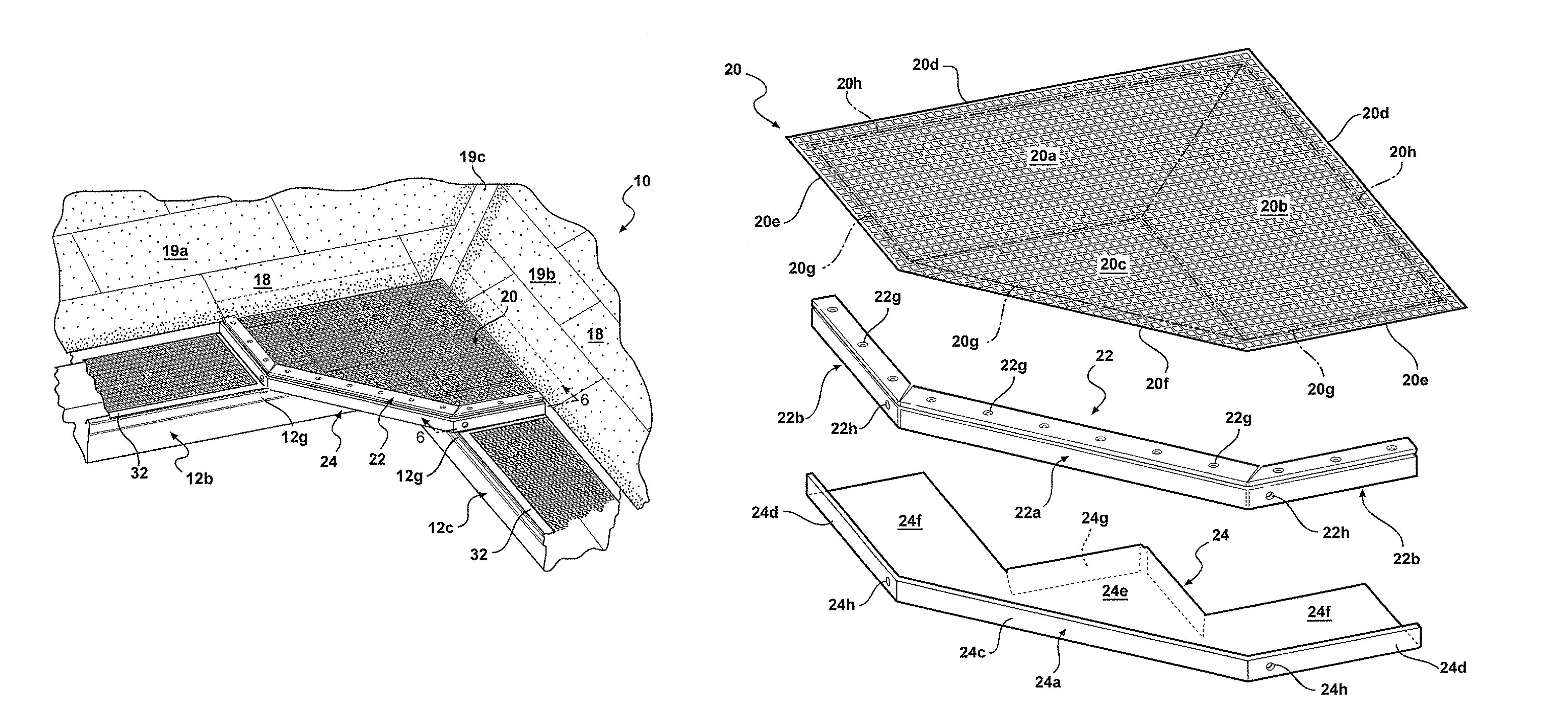 Corner gutter screen assembly