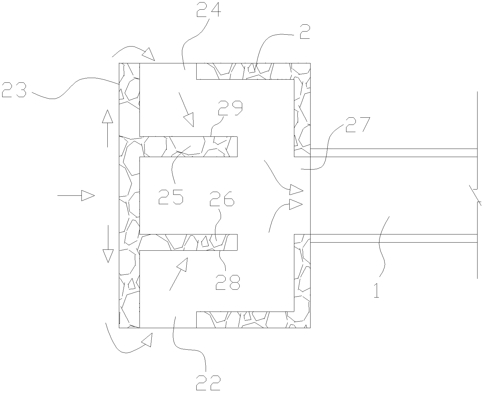 Water column for river drainage and drainage method