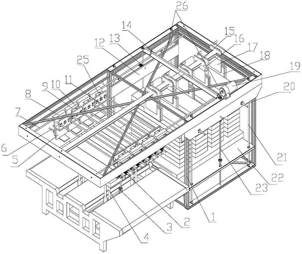 Adjustable full-automatic stacking machine for march-past corrugated paper and control method