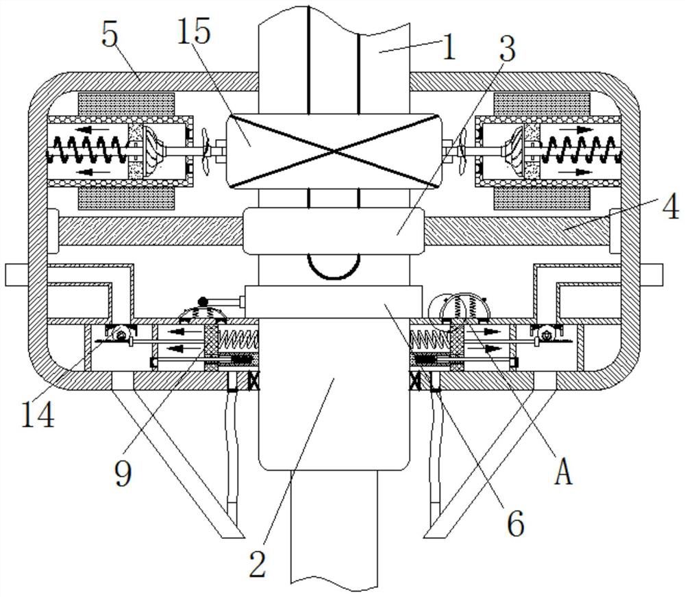 Abrasion-preventing centrifugal protection device for main shaft of vertical machining center