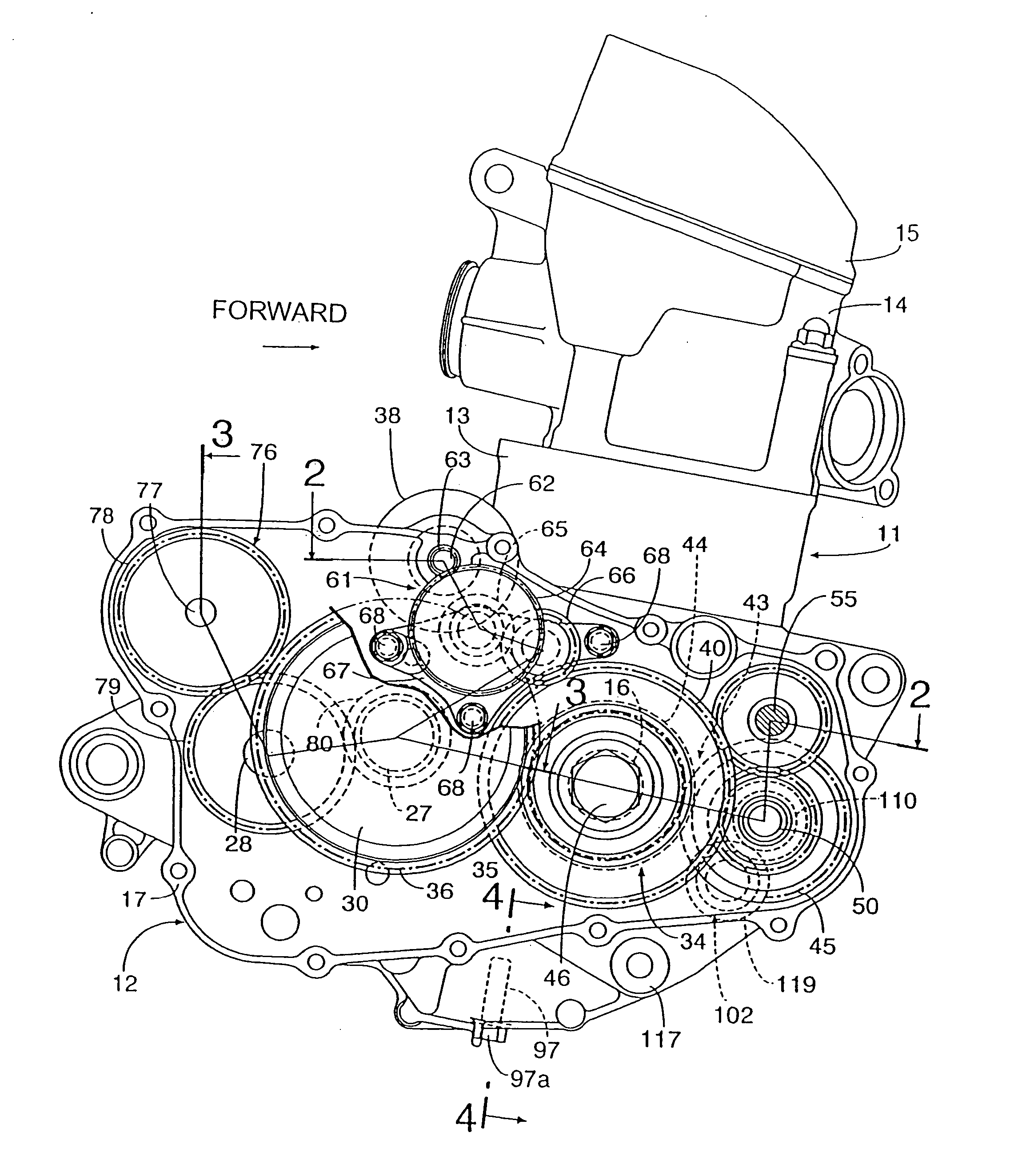 Lubricating structure for an engine